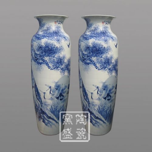 定制开业庆典专属摆件 1.8米落地青花大花瓶，陶瓷艺术的华彩绽放